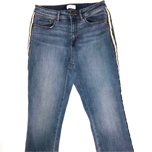 LOFT High Waist Striped Skinny Jeans - Picture 2 of 10